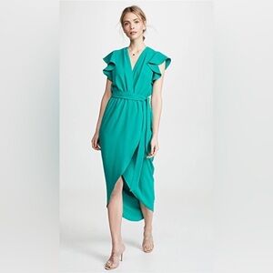 Amanda Uprichard Teal Faux Wrap Midi Dress Sz Small